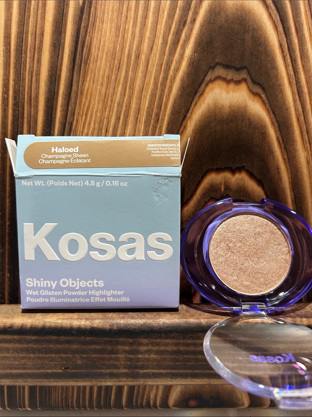 Kosas Shiny Objects Wet Glisten Powder Highlighter — Haloed Champagne Sheen